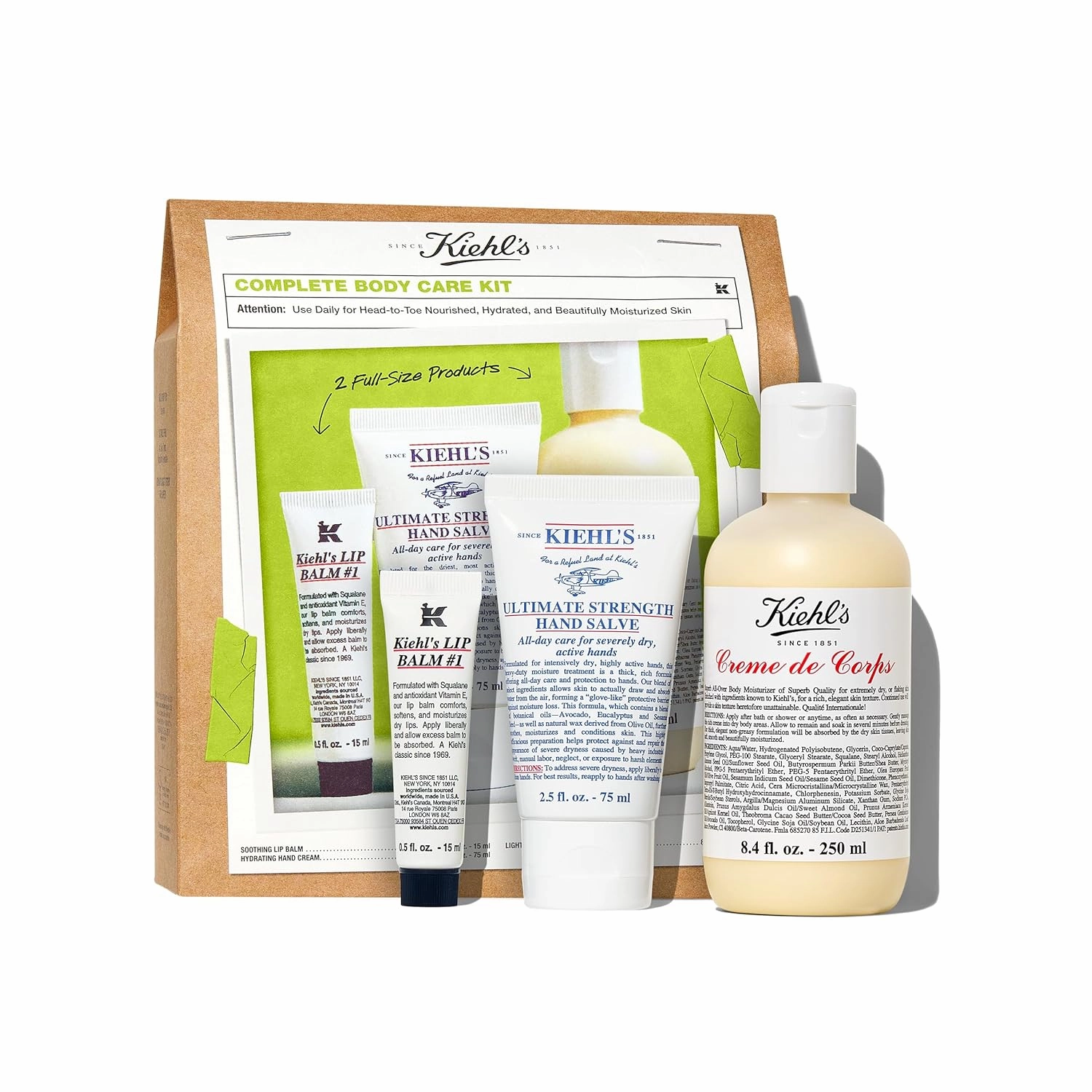 Kiehl's Body Care Gift Set - $73 Value Including Non-Greasy Body Lotion, Moisturizing Hand Lotion, and Hydrating Lip Balm for Hydrated Skin
