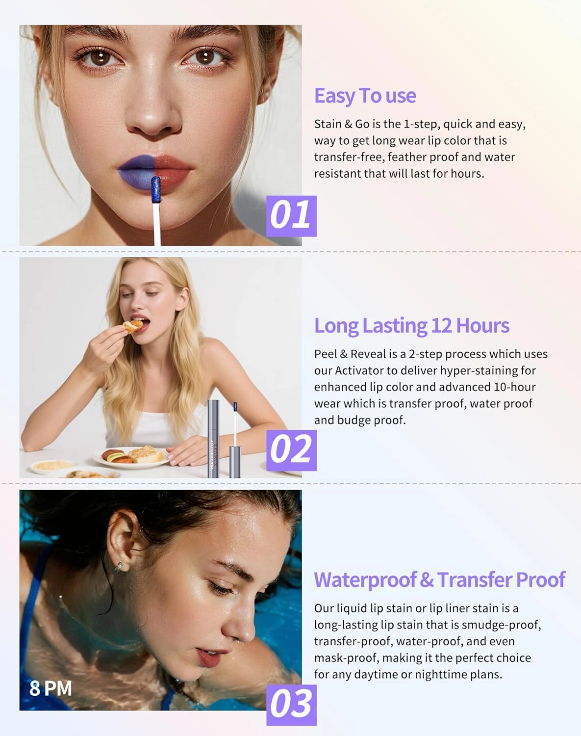 KIMUSE Lip Stain Masque, Lip Stain Peel Off Long-Lasting, Hydrating & Smudge-Proof Lip Color with Highly Pigmentation, Natural Matte Finish Peel Off Lipstains, Vegan Formula