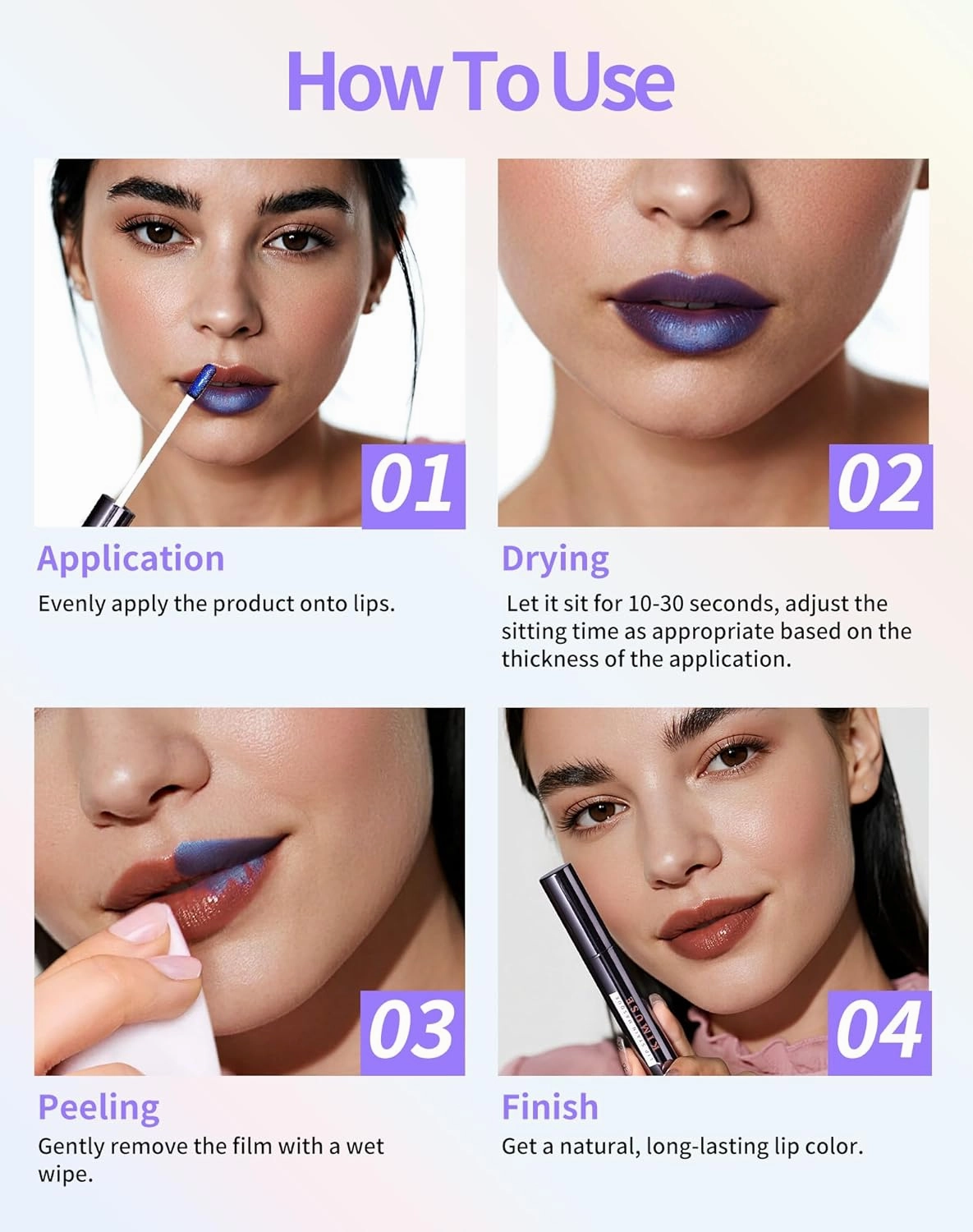 KIMUSE Lip Stain Masque, Lip Stain Peel Off Long-Lasting, Hydrating & Smudge-Proof Lip Color with Highly Pigmentation, Natural Matte Finish Peel Off Lipstains, Vegan Formula