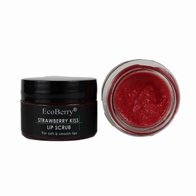 Kiss Lip Scrub Lip Scrub For Natural Pink Lips Dry, Chapped Lips, Supple Moisturizing Conditioning, Enriched with Strawberry Extracts, Natural & Handmade, Mineral Oil Free, Paraben Free, Veg