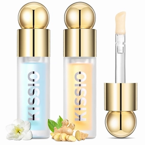 KISSIO Plumping Lip Gloss,Plumping,Moisturize and Elasticity,Lip Plumper and Lip Care for Day and Night Use,with Ginger,Peppermint and Jojoba Oil,Clear,10 ml