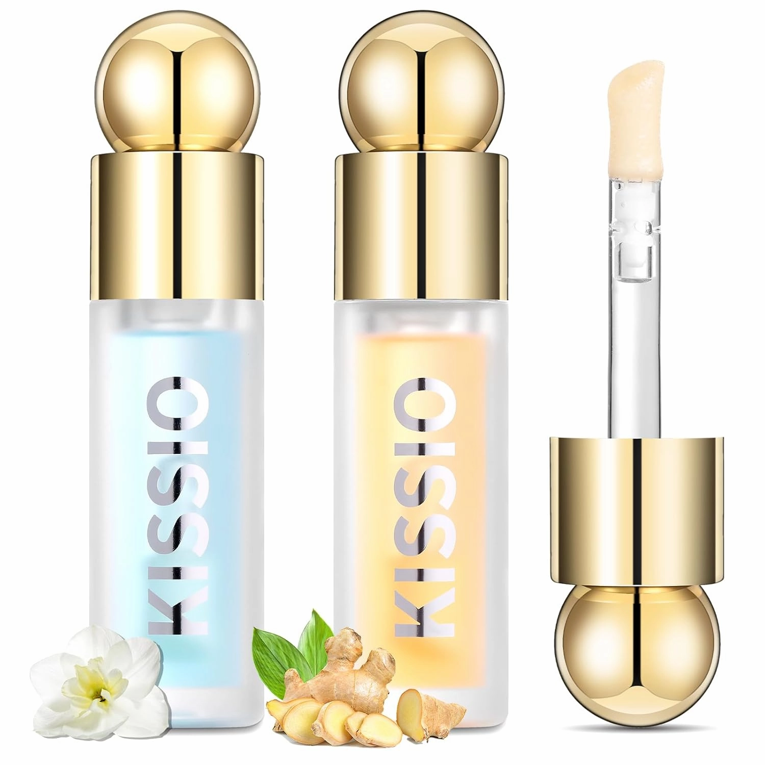 KISSIO Plumping Lip Gloss,Plumping,Moisturize and Elasticity,Lip Plumper and Lip Care for Day and Night Use,with Ginger,Peppermint and Jojoba Oil,Clear,10 ml