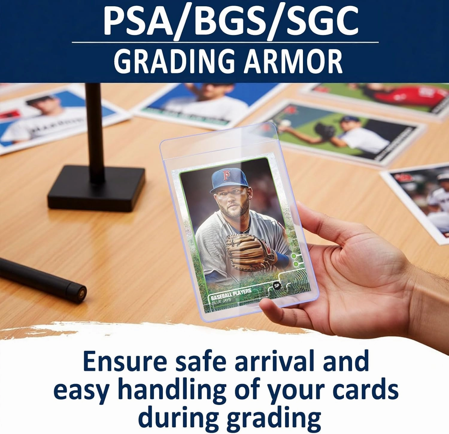 Kitoyz Semi Rigid Card Holder for Trading Cards,Penny Card Sleeves with 1/2" Lip Baseball Card Protector for PSA,SGC,BGS,CSG Graded Cards Submissions,Fit for Baseball,Trading,Sports Cards(200ct)