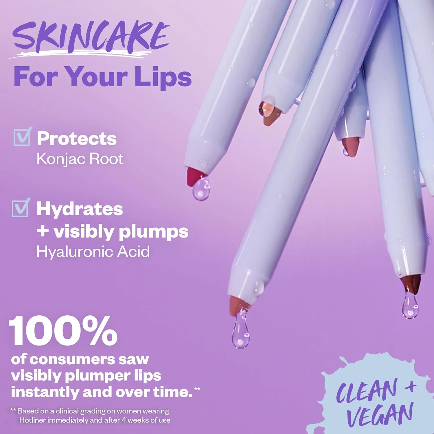 Kosas Hotliner Retractable Lip Liner Pencil with Built-In Brush & Sharpener - Easy Contouring, Hydrating, Long-Lasting - Pigmented Creamy Texture for Plumping Lips - Hyaluronic Acid & Konjac - Max