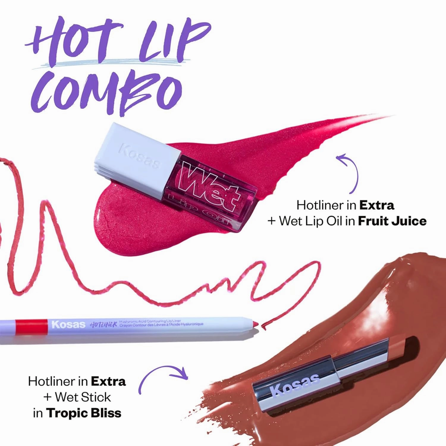 Kosas Hotliner Retractable Lip Liner Pencil with Built-In Brush & Sharpener - Easy Contouring, Hydrating, Long-Lasting - Pigmented Creamy Texture for Plumping Lips - Hyaluronic Acid & Konjac - Extra