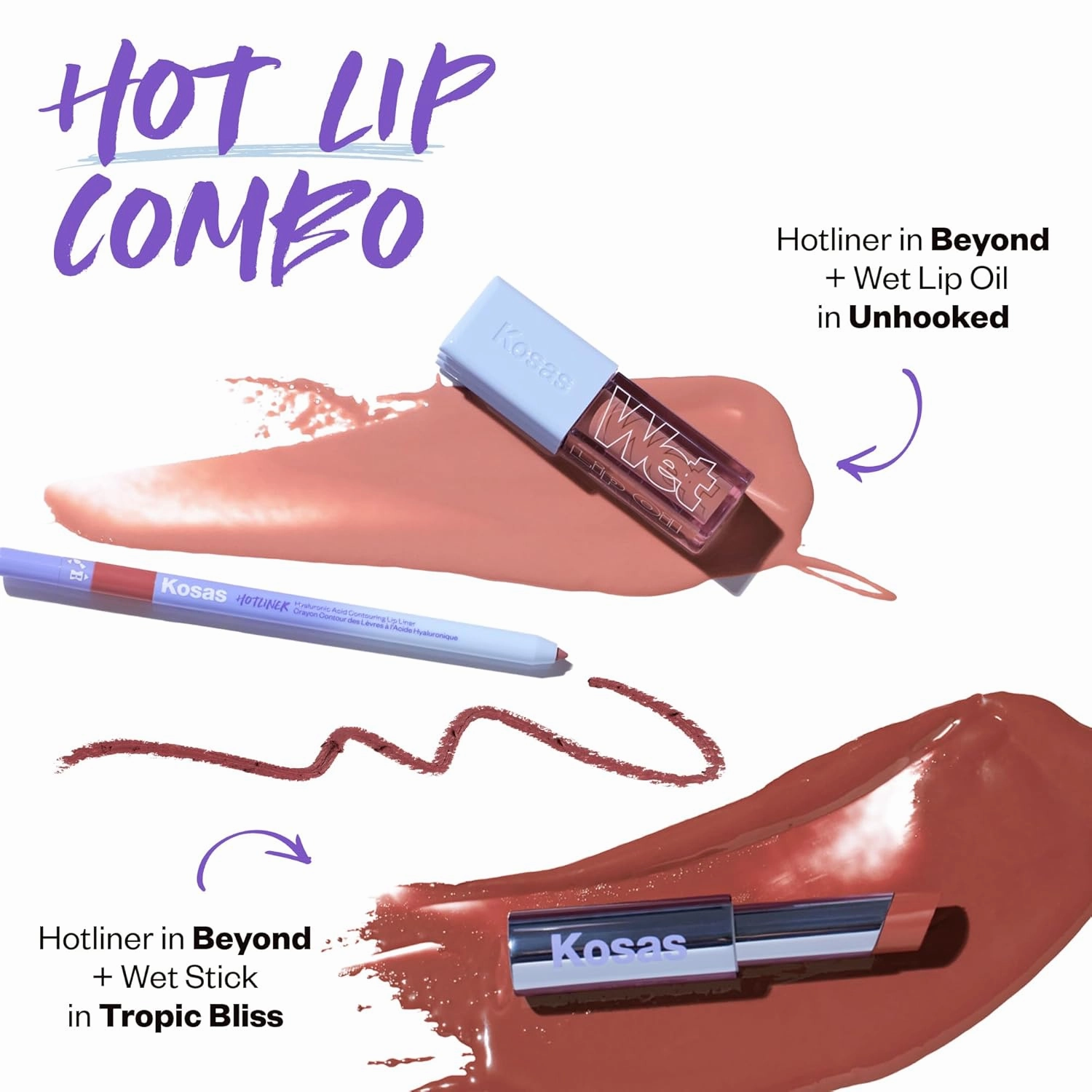 Kosas Hotliner Retractable Lip Liner Pencil with Built-In Brush & Sharpener - Easy Contouring, Hydrating, Long-Lasting - Pigmented Creamy Texture for Plumping Lips - Hyaluronic Acid & Konjac- Beyond