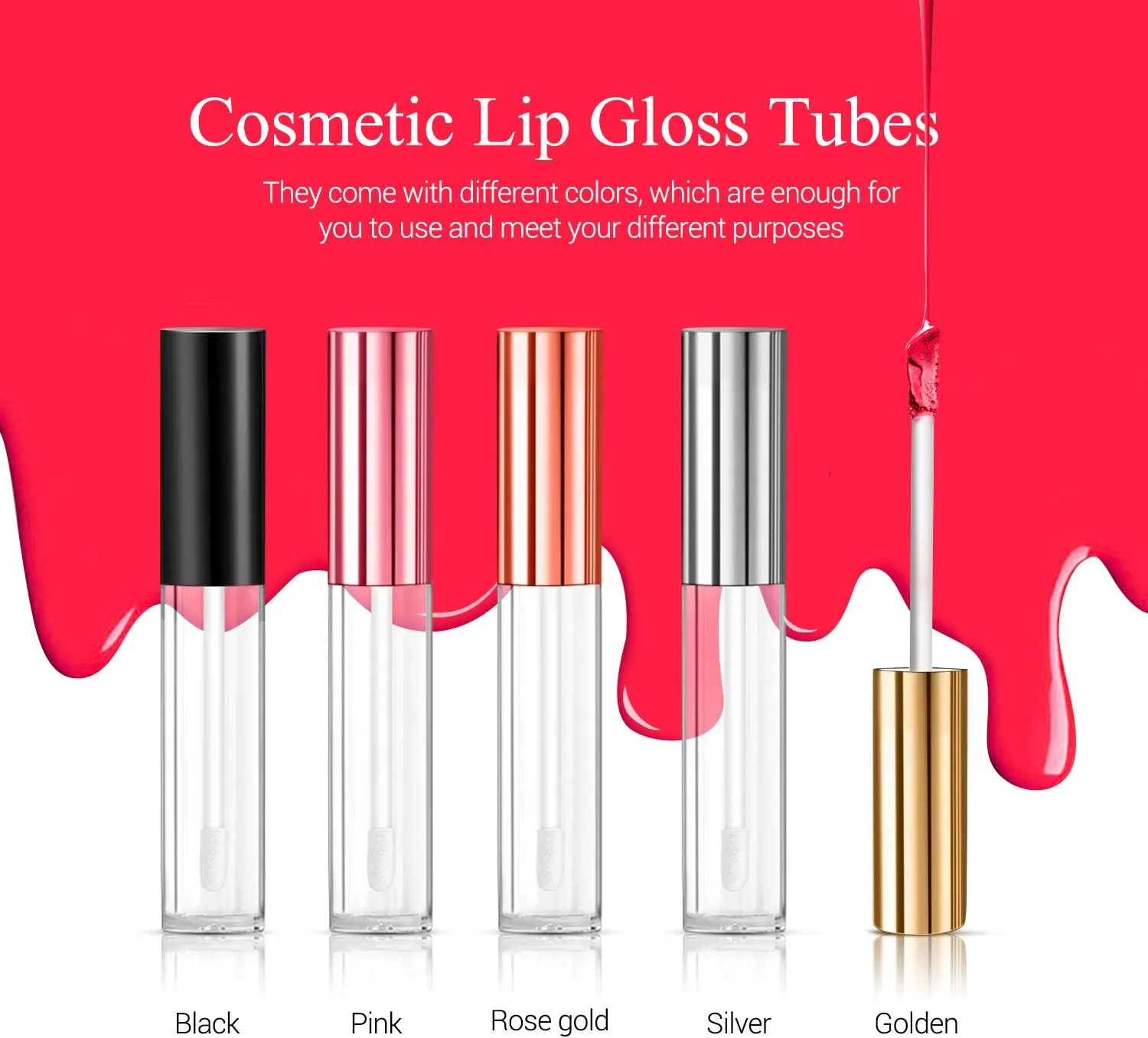 KPX 30 Pcs lip Gloss Tube Containers Bulk Wand 10ml Empty Clear Pink Lip Oil Tubes Refillable Lip Balm Bottles with Rubber Insert for DIY Makeup Such as Lip Samples, Homemade Lip Balm(Pink)
