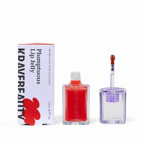KraveBeauty Plumptuous Lip Jelly 0.24 fl oz, Antioxidant-rich Lip Oil with a Sheer & Buildable Tint, Non Sticky Formula For Fuller Looking Lips, Vegan & Cruelty Free, Iced Persimmon