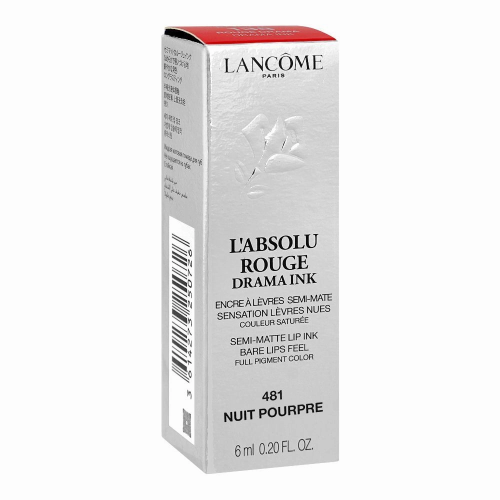 Lancome L'Absolu Rouge Drama Ink Semi-matte Liquid Lipstick, 6ml, 481 Nuit Pourpre
