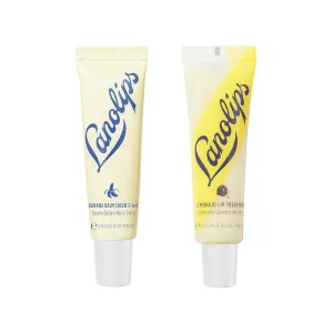 Lanolips Lip Treatment Duo - Banana Balm Lanolin Gloss for Long Lasting Hydration (12.5g)   Lemonaid Lanolin Lip Treatment - Clear Gloss and Exfoliant (12.5g)