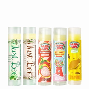 Lappy Lips and Just Bee Organic 100% Natural Lip Balm for Adults and Kids (Family Pack) Organic Essential Oil - for Dry Chapped Lips to Restore and Heal