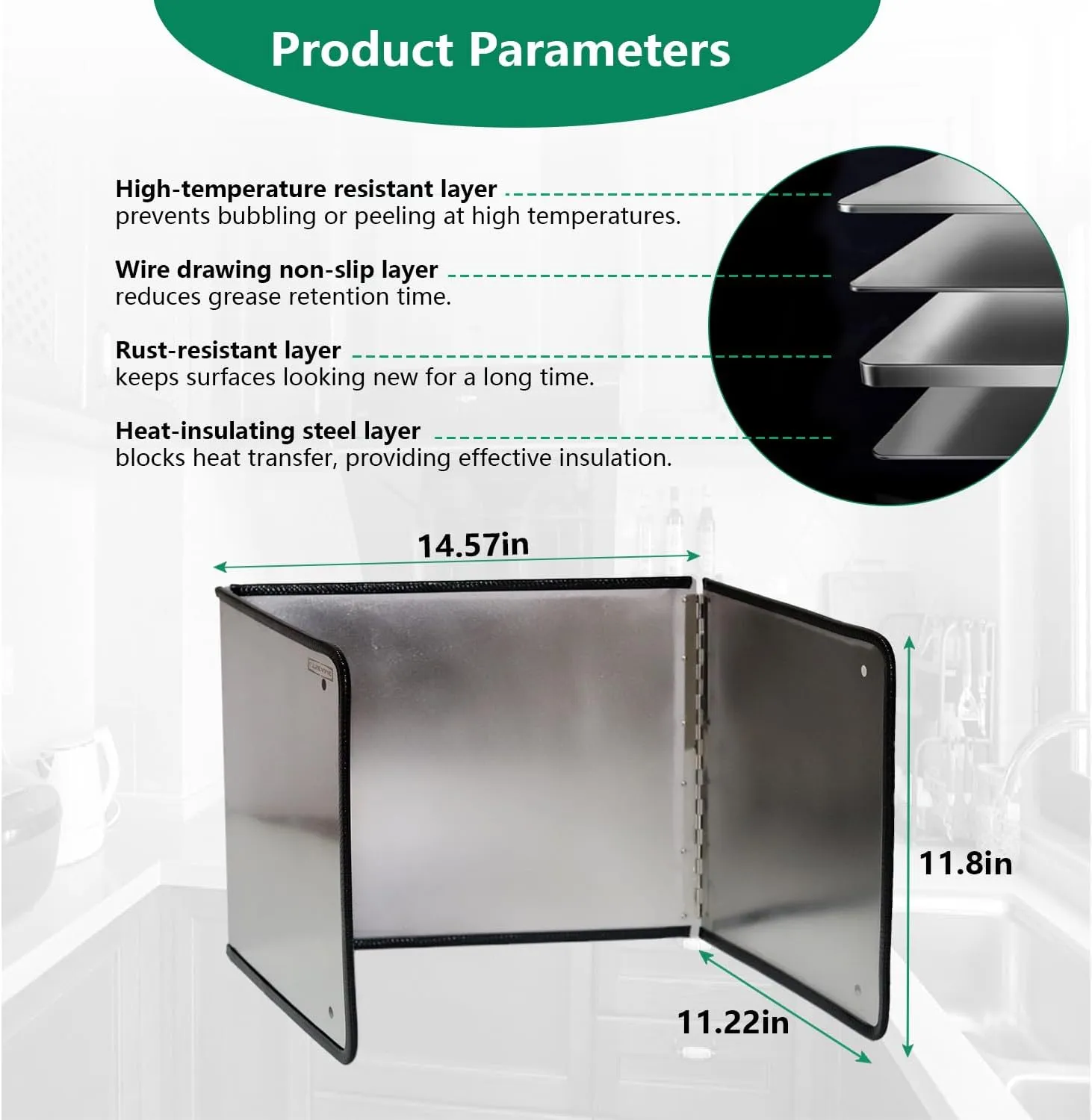 Large 3 Sided Splatter Guard for Frying Stove Top,Oil Splash Guard Cooking for Stove,Non Stick Foldable Splatter Screen for Stove Top (Silver)