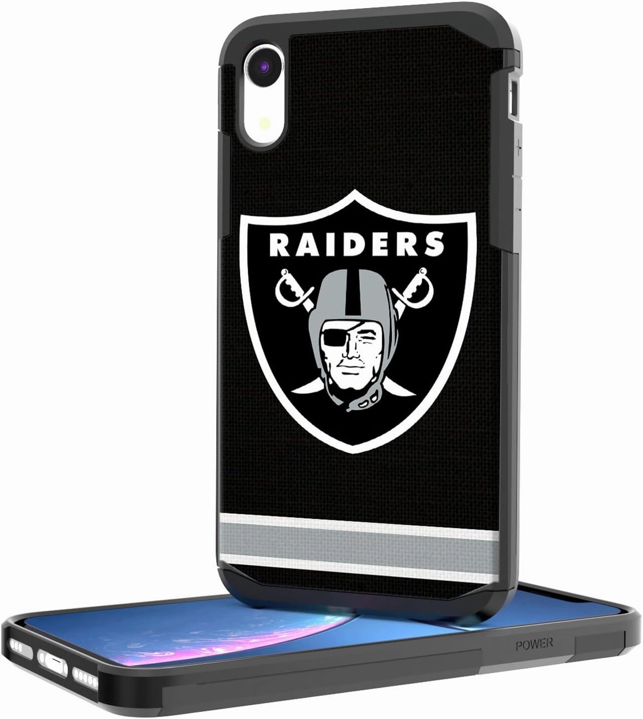 Las Vegas Raiders iPhone Rugged Stripe Design Case