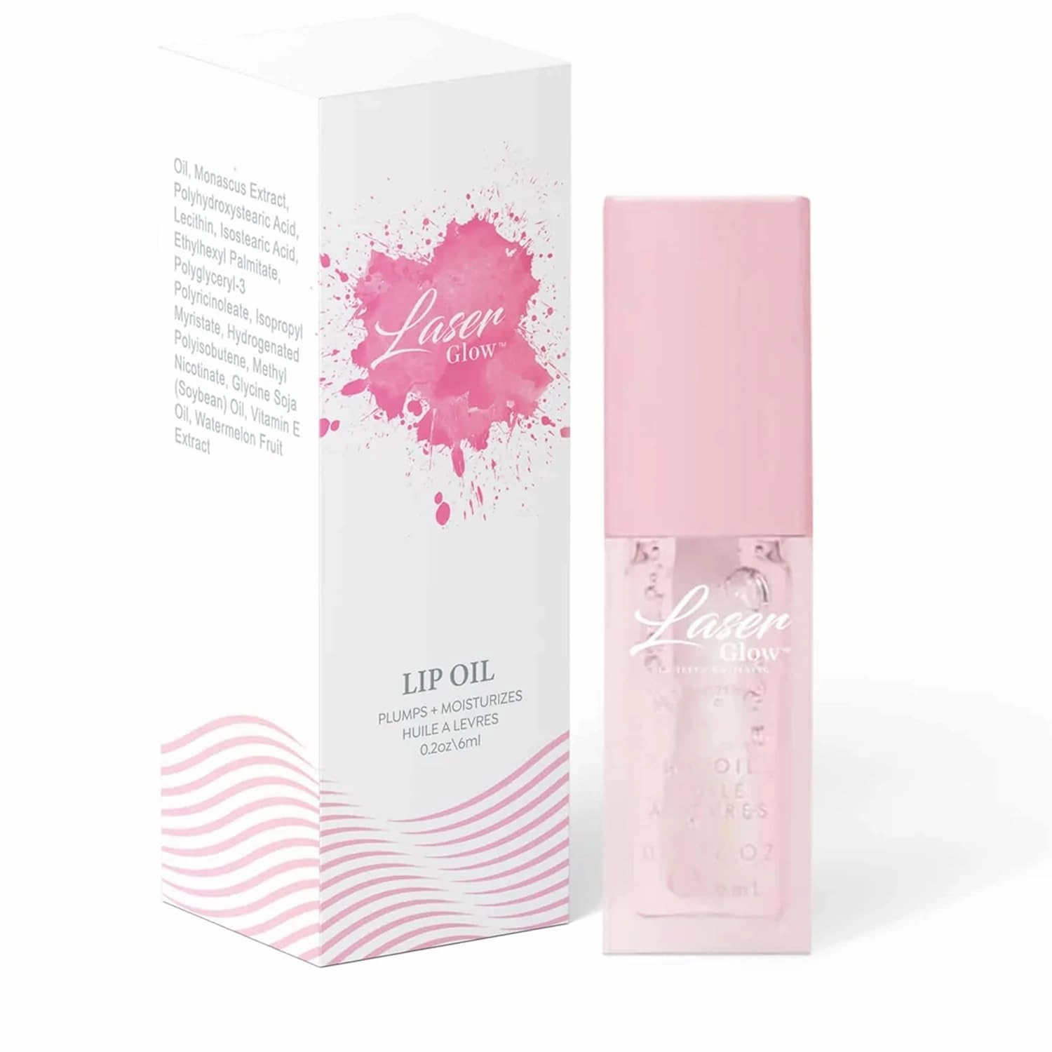 Laser Glow Lip Oil Hydrating Lip Gloss & Lip Care Moisturizing and Softening Long Lasting Nourishing Non Sticky - Lip Plumper 6ml/0.2oz. (Coconut)