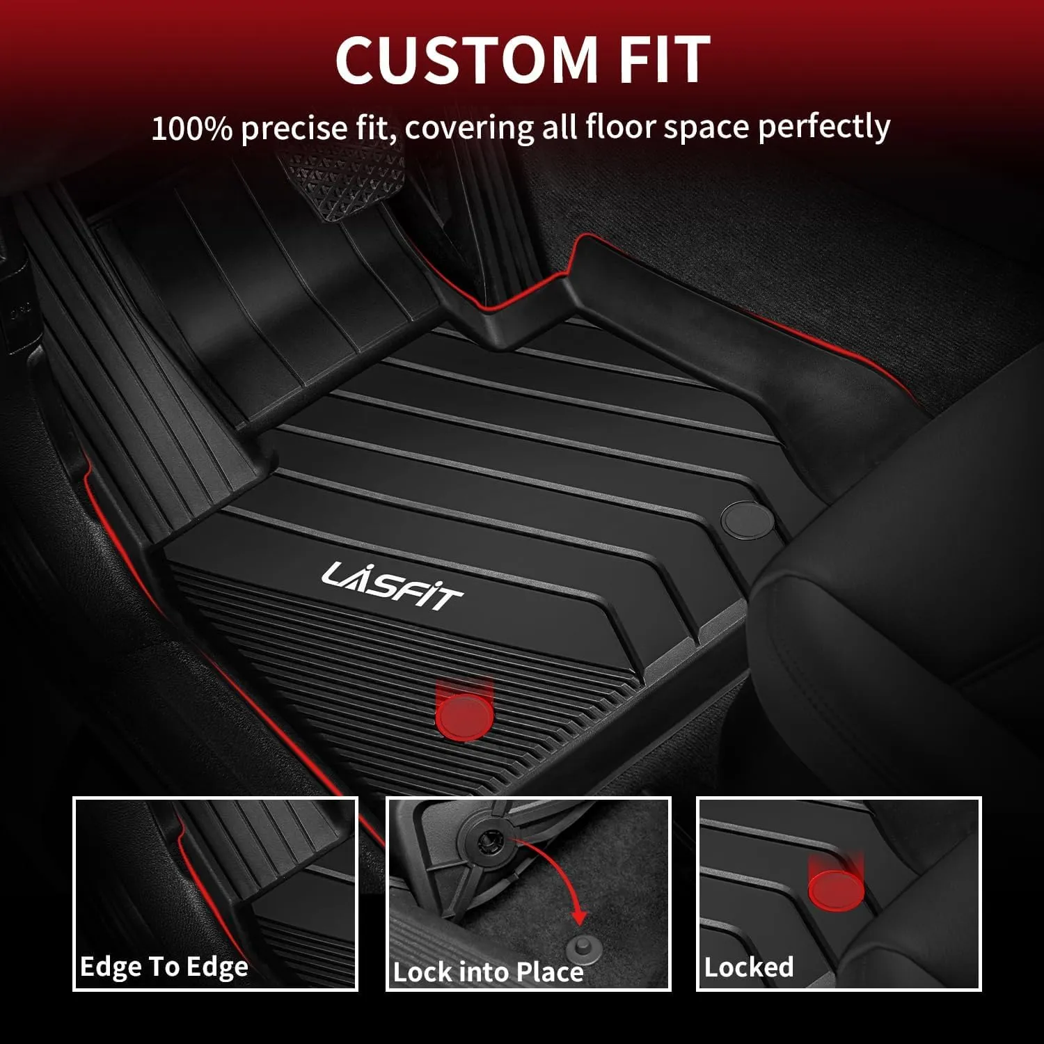 LASFIT Floor Mats for BMW 5 Series G30 2017-2023, Custom Fit TPE All Weather Car Liners 1st & 2nd Row Mat for BMW 530i, 530e, 540i, M550i xDrive, 540d xDrive, Black