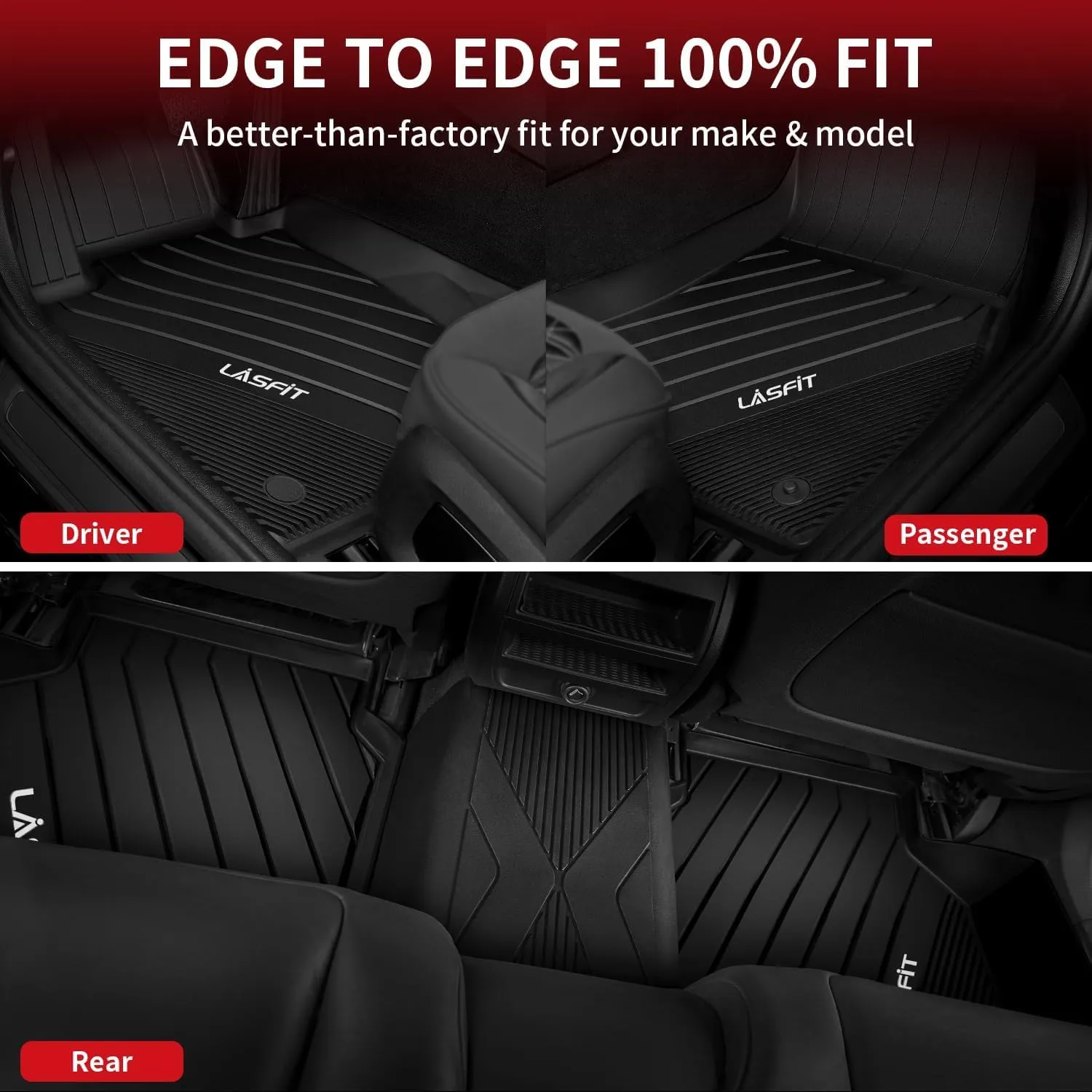 LASFIT Floor Mats for BMW 5 Series G30 2017-2023, Custom Fit TPE All Weather Car Liners 1st & 2nd Row Mat for BMW 530i, 530e, 540i, M550i xDrive, 540d xDrive, Black