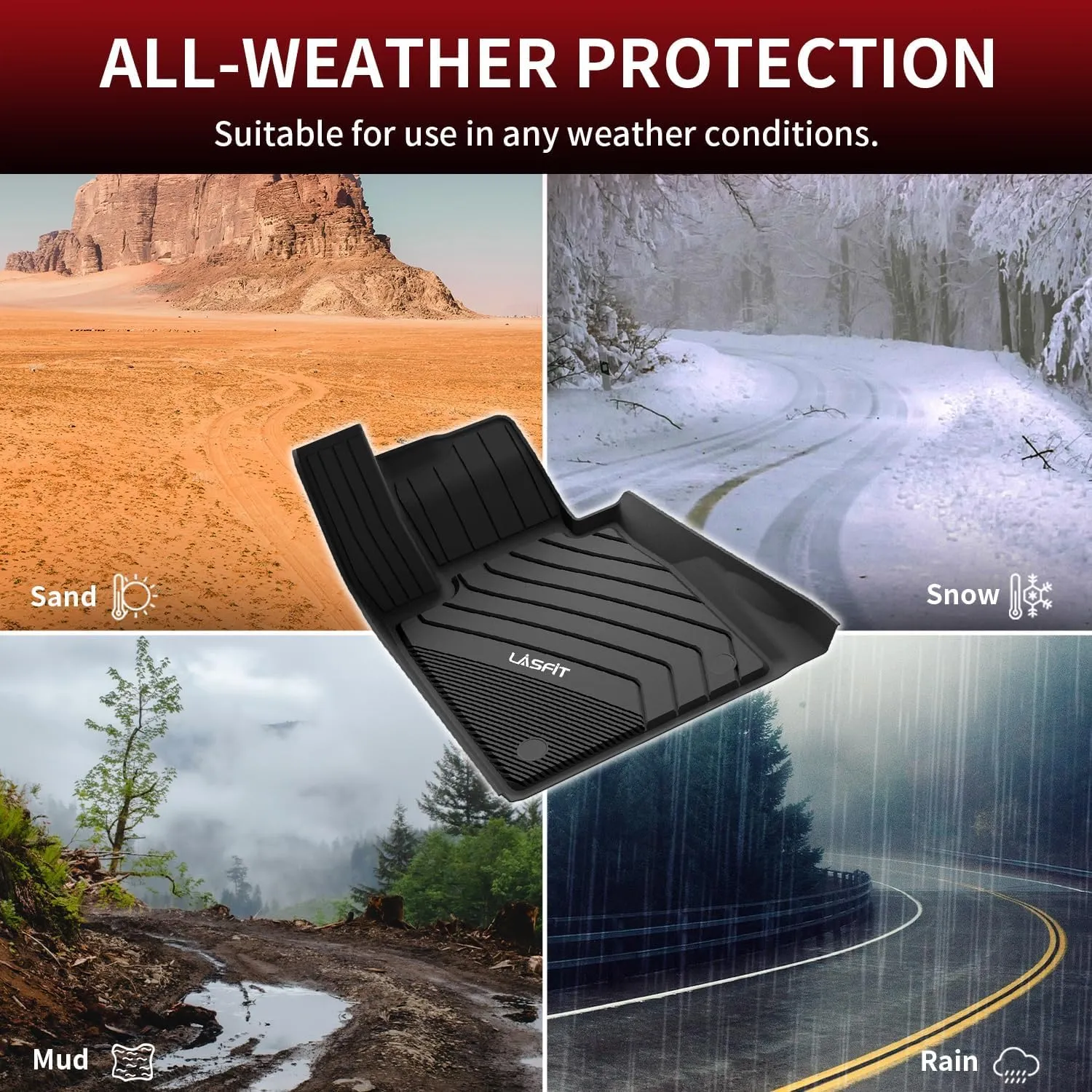 LASFIT Floor Mats for BMW 5 Series G30 2017-2023, Custom Fit TPE All Weather Car Liners 1st & 2nd Row Mat for BMW 530i, 530e, 540i, M550i xDrive, 540d xDrive, Black