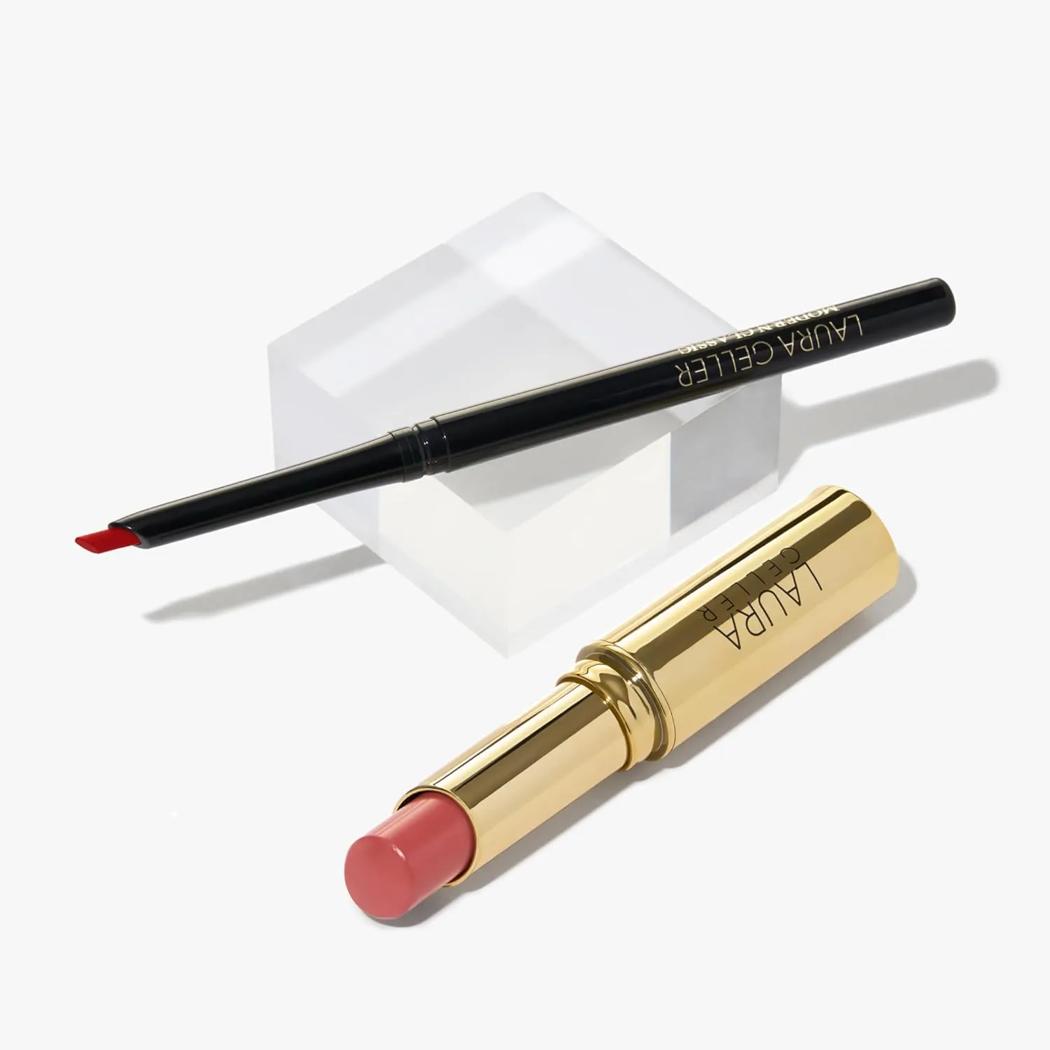 LAURA GELLER NEW YORK Love Your Lips Duo: Jelly Balm Moisturizing Tinted Lip Balm, Just Peachy   Modern Classic Long-Lasting Lip Liner, Ritzy Red