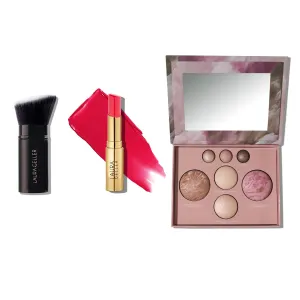 LAURA GELLER Own Your Age Kit: Best of the Best Palette   Jelly Balm Tinted Lip Color, Whatta Melon   Retractable Angled Kabuki Brush