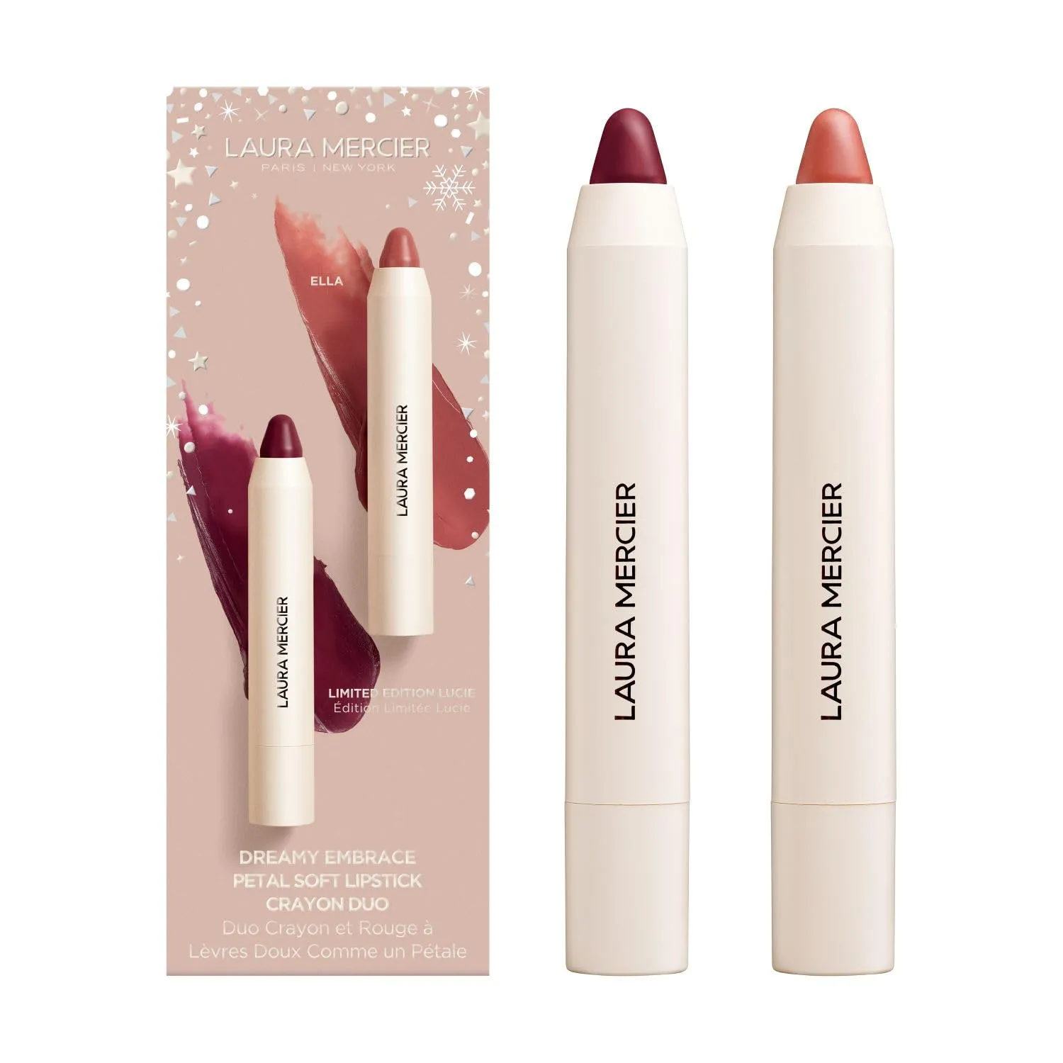 Laura Mercier Petal Soft Lipstick Crayon, 24HR Lip Softening Hydration, 12HR Sheer Matte Lip Color, Comfortable Weightless Wear, Diffused, Blurred Effect, Limited Edition Set