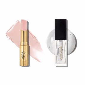 LAURA GELLER Clear Lip Oil, Glass Half Full & Tinted Hydrating Lip Balm, Sheerly Amazing Duo | Nourishing Lip Kit for Dry Lips, Moisturizing Color and Shine