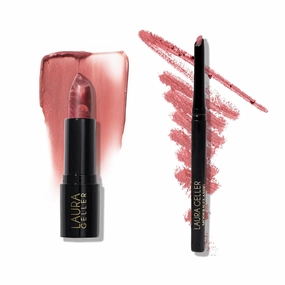 LAURA GELLER NEW YORK Italian Marble Sheer Lipstick, Honey Bun   Modern Classic Invisible Lip Liner, Radiant Rose