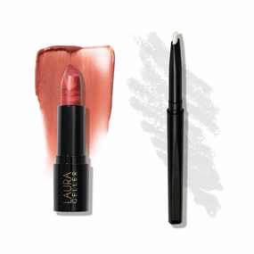 LAURA GELLER NEW YORK Italian Marble Sheer Lipstick, Peach Bellini   Modern Classic Invisible Color Locking Lip Liner, Clear