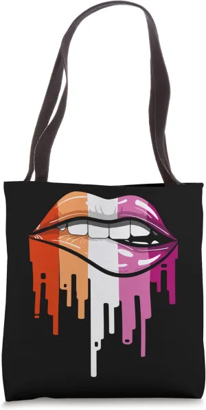 Lesbian Lips LGBTQ Pride Flag Lesbian Lip Bite Tote Bag