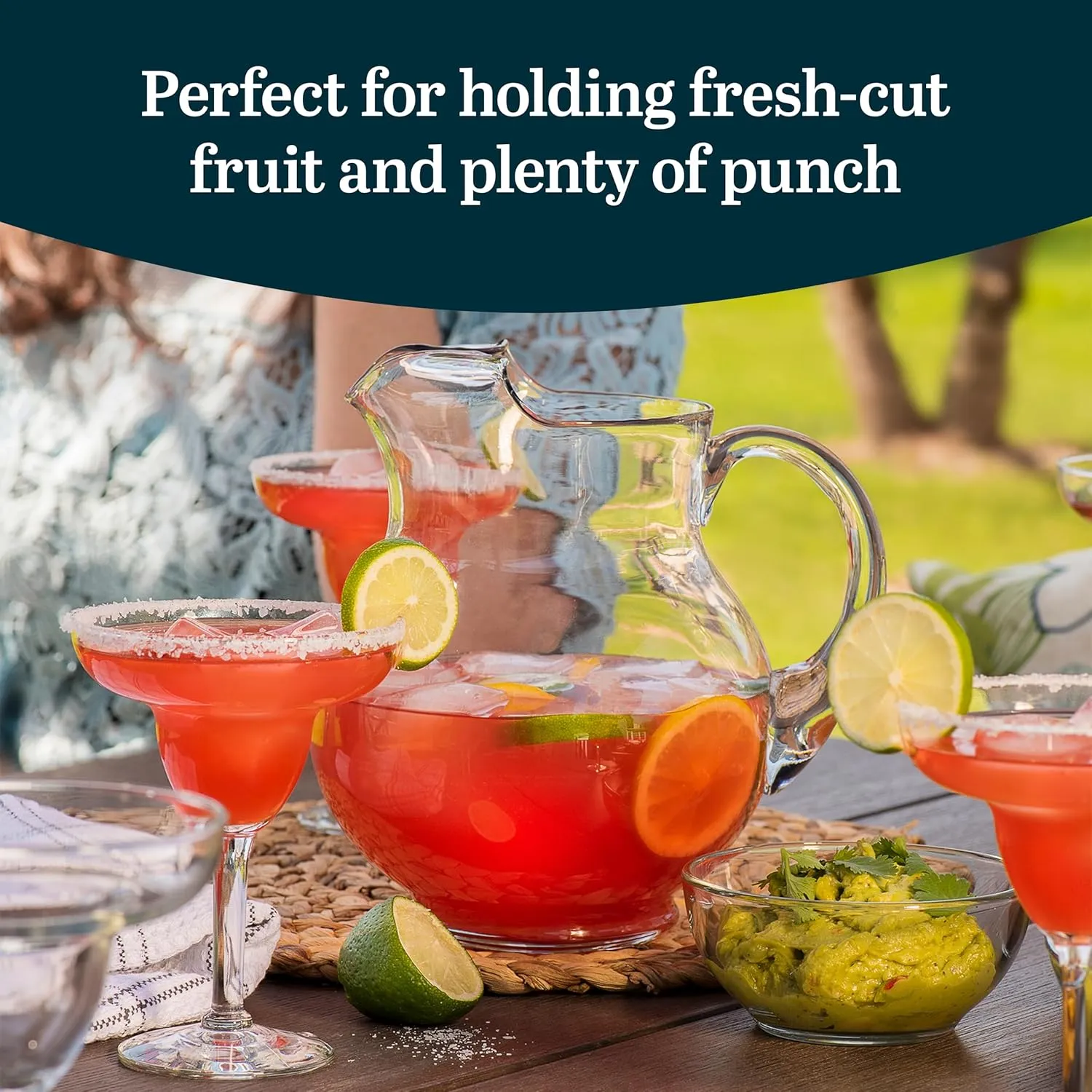 Libbey Acapulco Large Glass Pitcher Set of 2, 89 Oz, Clear, Tall Bubble Glass Pitchers with Handle, Modern Pitcher Set for Iced Tea, Punch, and More