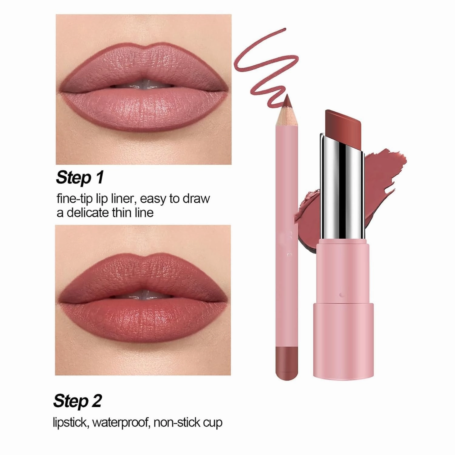 Lifter Glaze Oil Balm, Genli Lip Balm Lipstick, Lipstick and Lips Liner 2 in 1, Lip balm for 24h Moisturizing Smooth Shine Balms Set, Non-stick Cup Long-Lasting Waterproof
