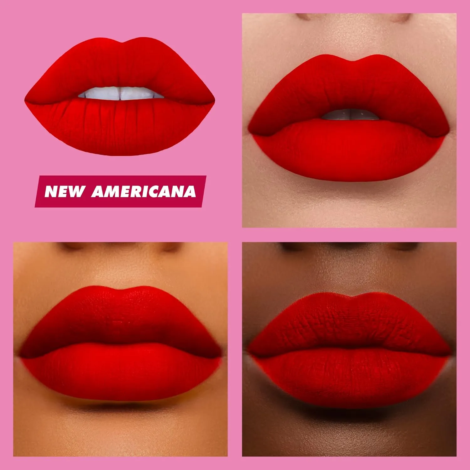 Lime Crime Velvetines Liquid Matte Lipstick, New Americana (Flame Red) - Bold, Long Lasting Shades & Lip Lining - Stellar Color & High Comfort for All-Day Wear - Talc-Free & Paraben-Free