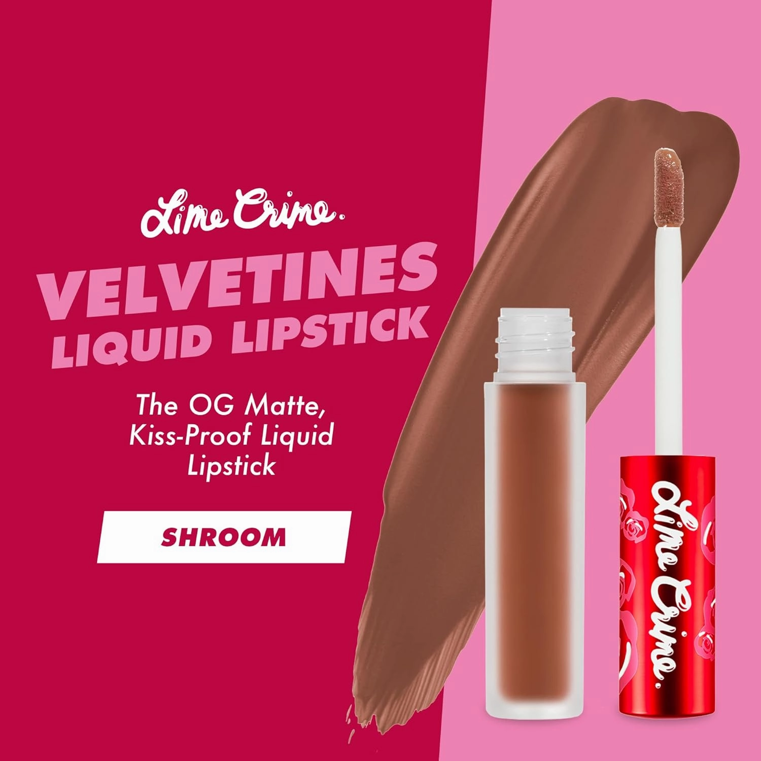 Lime Crime Velvetines Liquid Matte Lipstick, Shroom (90s Brown) - Bold, Long Lasting Shades & Lip Lining - Stellar Color & High Comfort for All-Day Wear - Talc-Free & Paraben-Free
