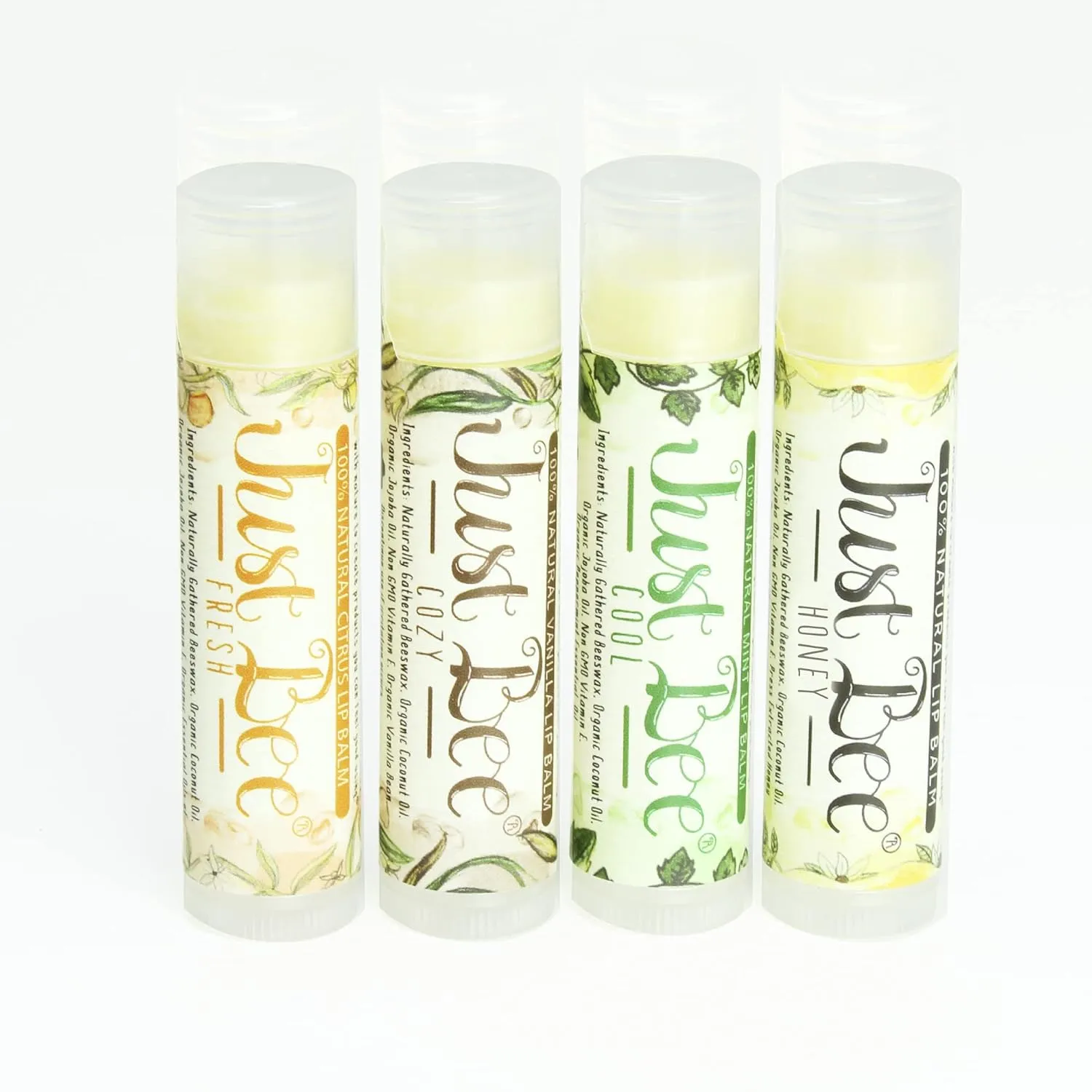 Lip Balm (Peppermint, Honey, Citrus, Vanilla, 4 pack)