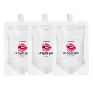 Lip Gloss Base 3 Pack (10 OZ), Moisturizing Clear Base Gel Shimmer Makeup Primers Lipstick Material Oil for DIY (Clear 3 Pack 100ML)