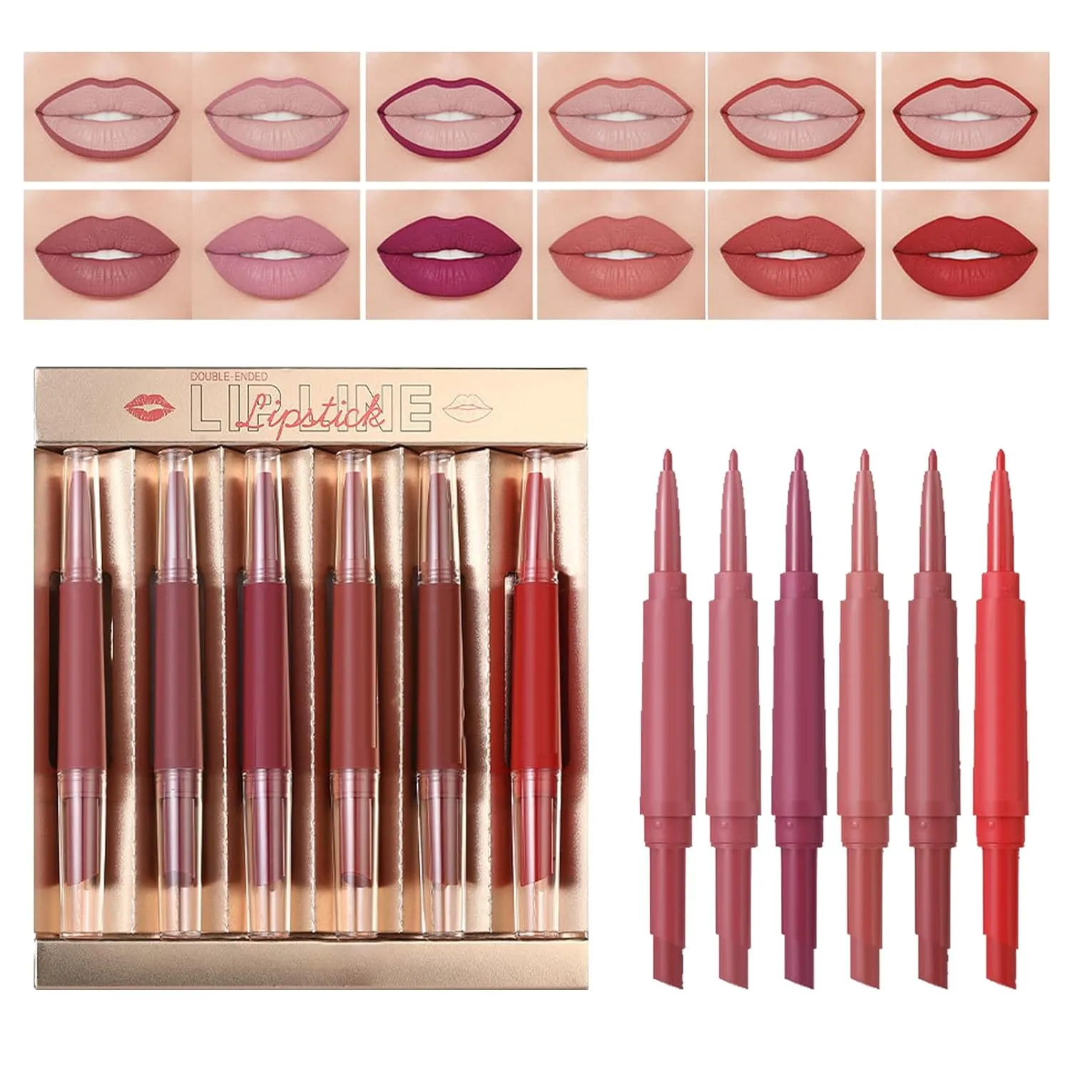 Lip Liner and Gloss Set | 6 Pieces Matte Velvet Makeup Lip Liner Stains Kit | Waterproof Makeup Stain Kit for Dating Travel Outdoor Shopping Trip Vacation