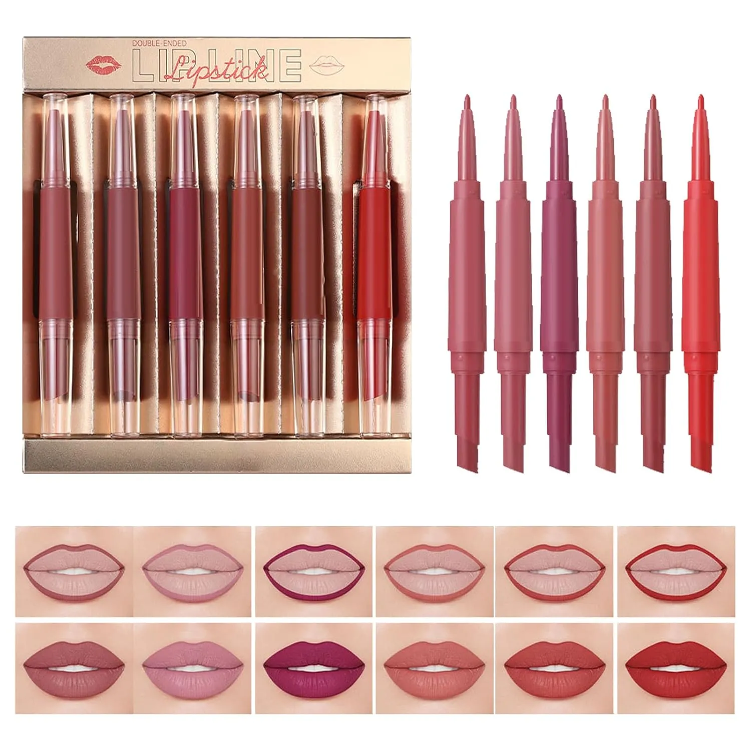 Lip Liner and Lipstick Sets for Women - Matte Lipstick Pen with Lip Liner Set | Waterproof Makeup Stain Kit for Dating Travel Outdoor Shopping Trip Vacation