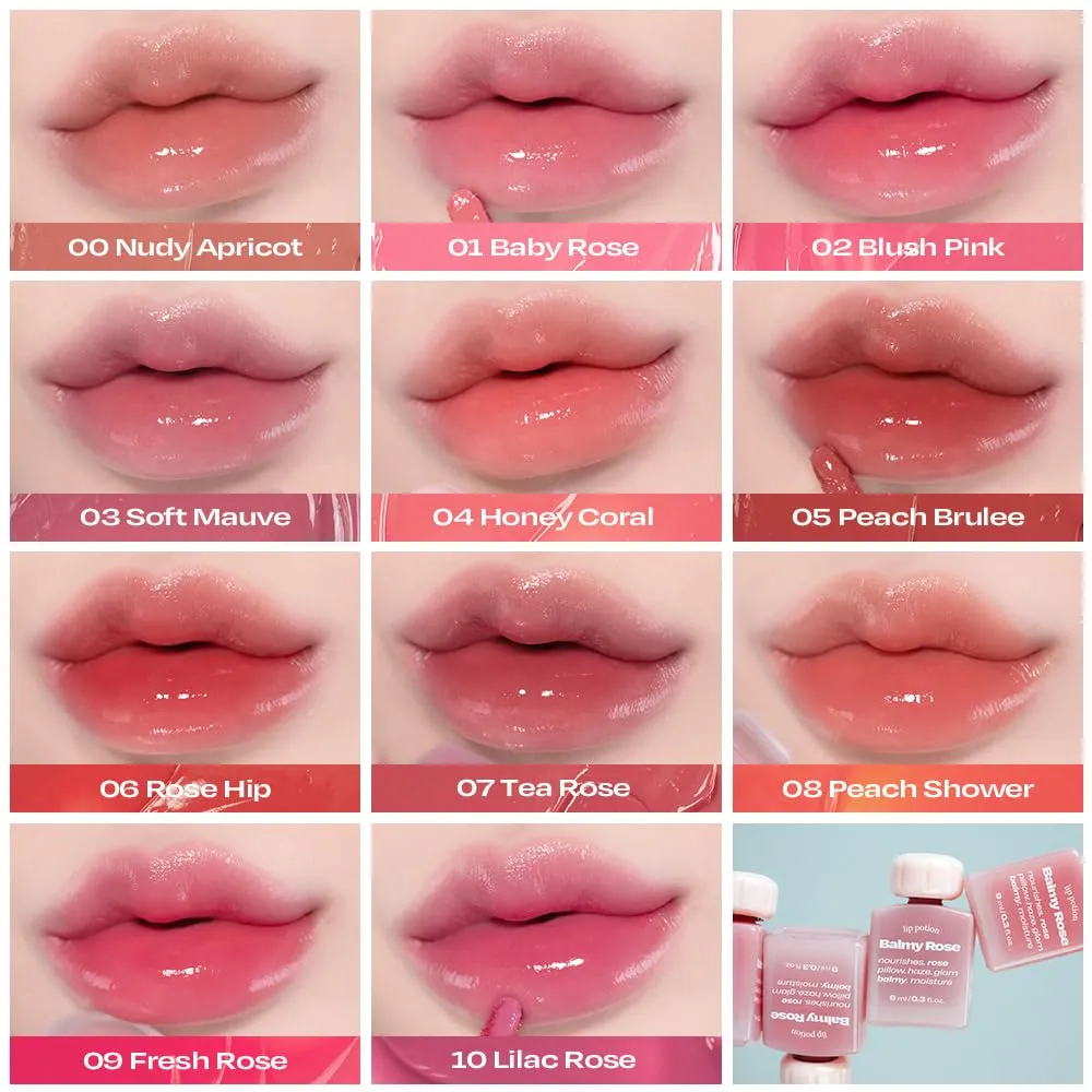Lip Potion Balmy Rose | Creamy, Hydrating, Rosy Lip Tint with a Subtle Glow | 0.3 Oz (No.6 Rose Hip)