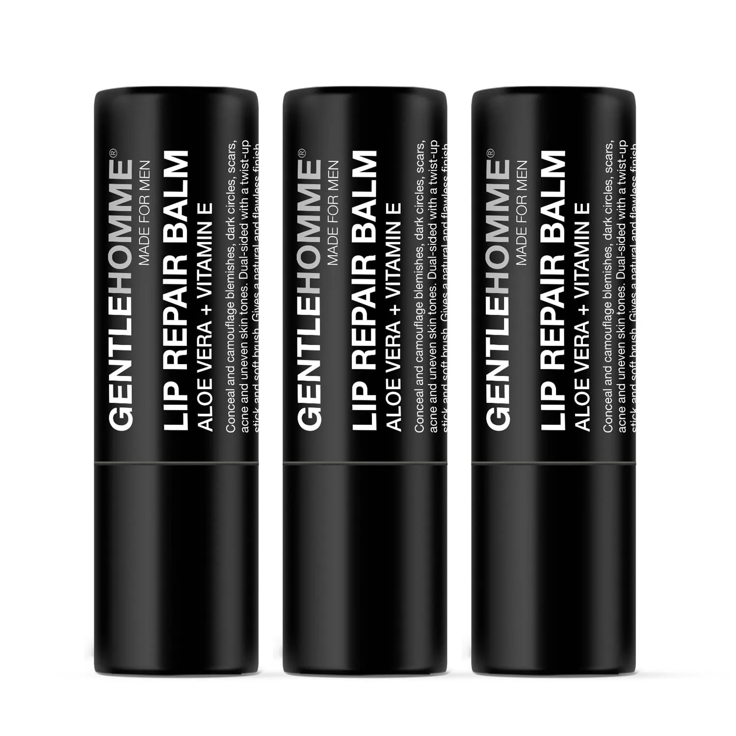 Lip Repair Balm - Men’s Lip Balm with SPF 15 - With Aloe Vera & Vitamin E - Repair & Hydrate Dry, Cracked, Chapped Lips - Long-Lasting Moisture - Clear Balm - Lip Care - Vegan - 3 Pack