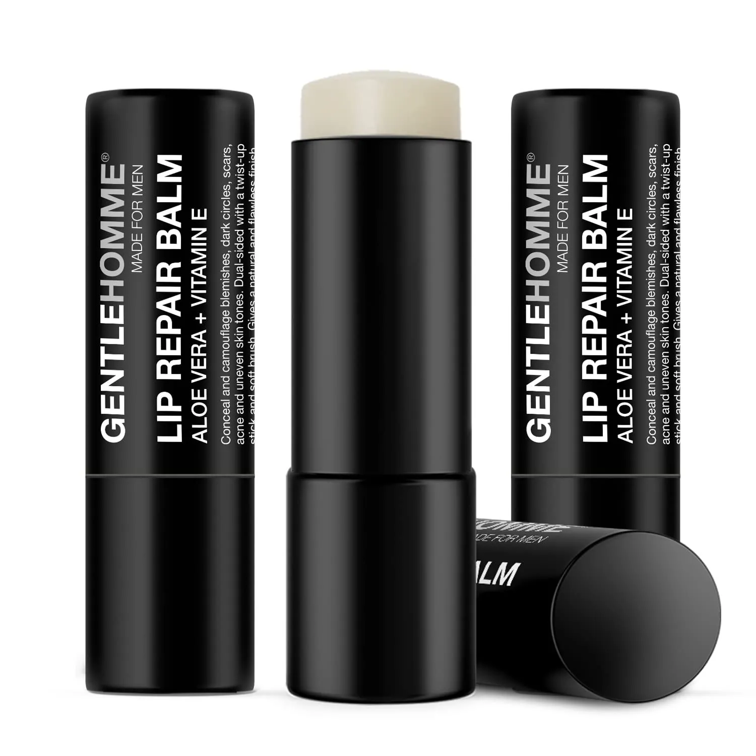 Lip Repair Balm - Men’s Lip Balm with SPF 15 - With Aloe Vera & Vitamin E - Repair & Hydrate Dry, Cracked, Chapped Lips - Long-Lasting Moisture - Clear Balm - Lip Care - Vegan - 3 Pack
