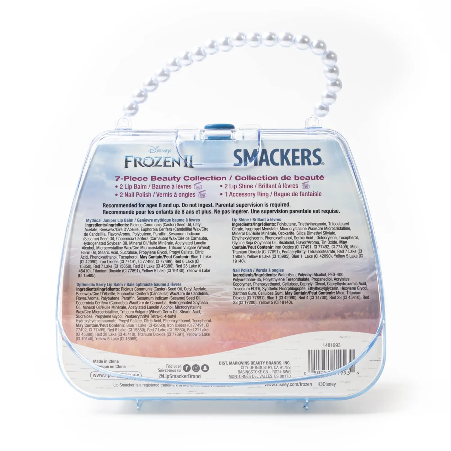 Lip Smacker Glam It Up Makeup Bag, Moisturizing Lip Balms, Colorful Nail Polishes, Hair Accessories, Convenient Travel Tote Bag, Perfect Holiday Present, & Cruelty-Free - Elsa & Anna