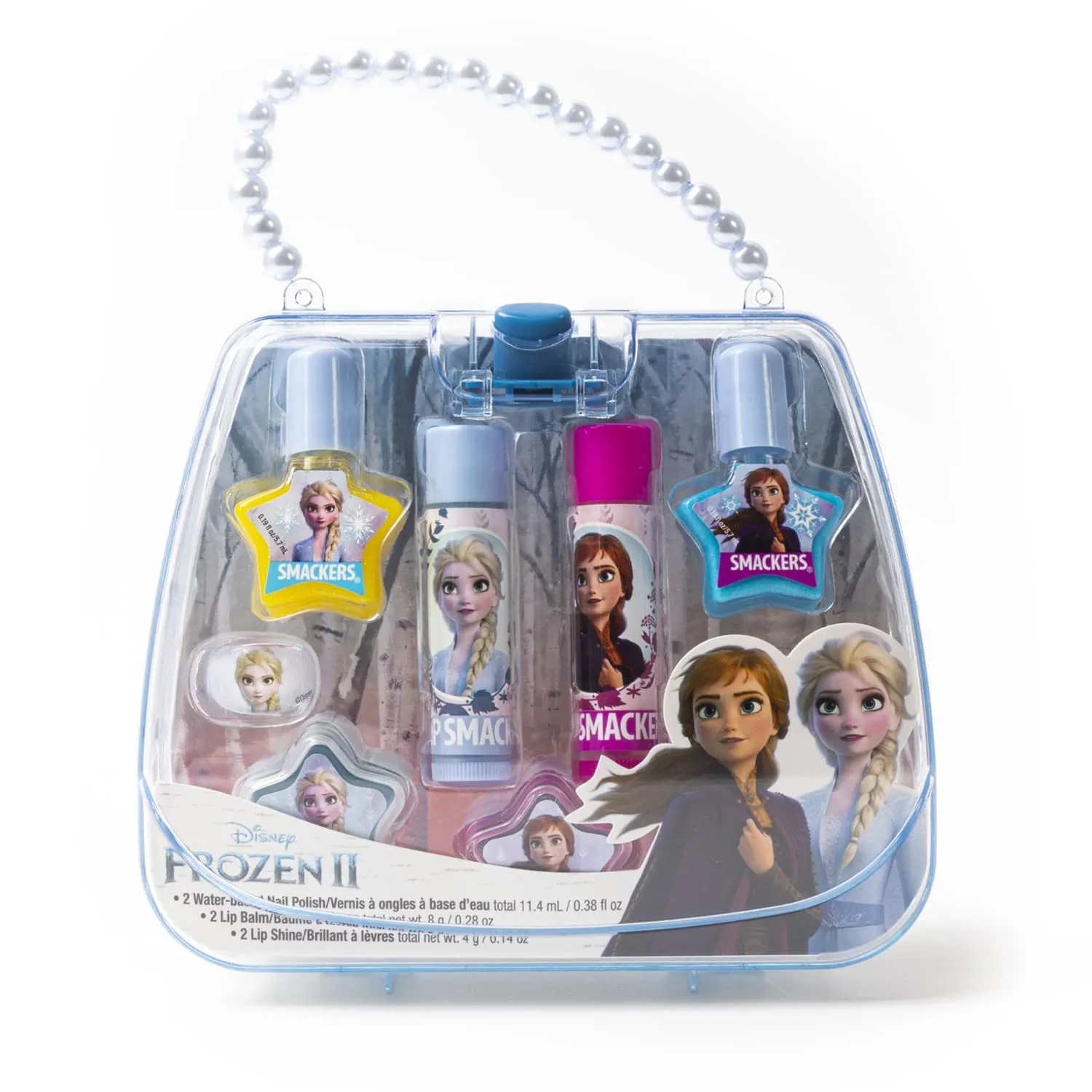 Lip Smacker Glam It Up Makeup Bag, Moisturizing Lip Balms, Colorful Nail Polishes, Hair Accessories, Convenient Travel Tote Bag, Perfect Holiday Present, & Cruelty-Free - Elsa & Anna