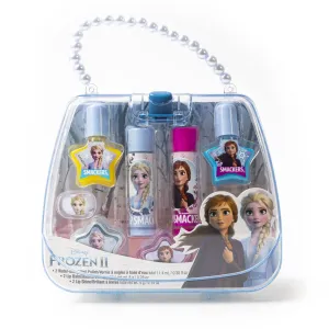 Lip Smacker Glam It Up Makeup Bag, Moisturizing Lip Balms, Colorful Nail Polishes, Hair Accessories, Convenient Travel Tote Bag, Perfect Holiday Present, & Cruelty-Free - Elsa & Anna