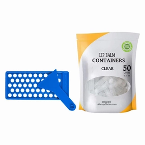 Lip Balm Crafting Kit - 50 Clear Empty Lipstick Containers with Fill Tray and Spatula