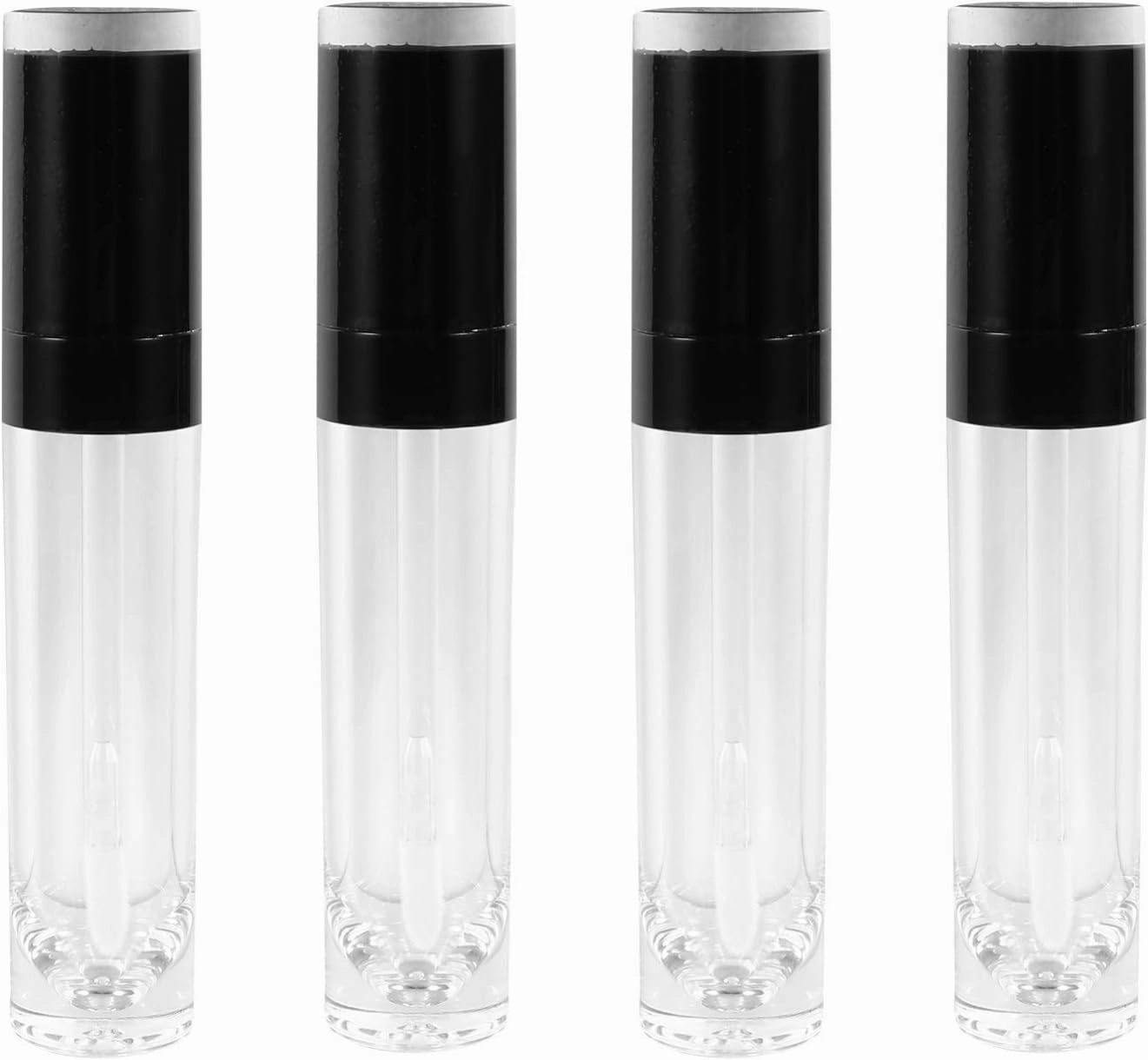 Lip Gloss Clear Lip Plumper Gloss Clear 4pcs Cute Empty Lip Gloss Tubes Refillable Lip Balm Bottles Dispensers Clear Cosmetic Containers 8ml Black Chapstick Containers Dispenser Container ( Color : Bl