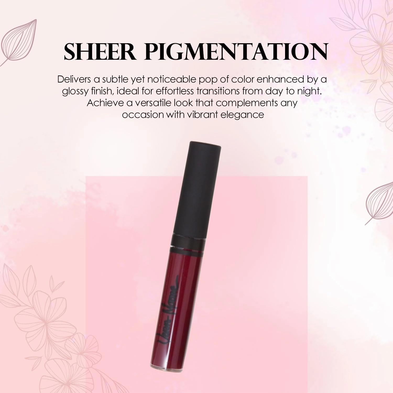 Lip Gloss, Moisturizing Lip Color with Shimmer for Long Lasting Shine, Lightweight Lip Stain, Girls Non-Sticky Lip Gloss with Aloe Vera, W/Vitamin C, E (Wine)