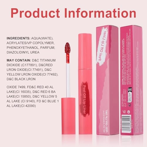 Lip Liner - Lip Stain Peel Off, Long-Lasting Moisturizing Waterproof Lip Stain Transfer-Proof with Matte Finish Stay on All Day (Nude, Pack of 1)