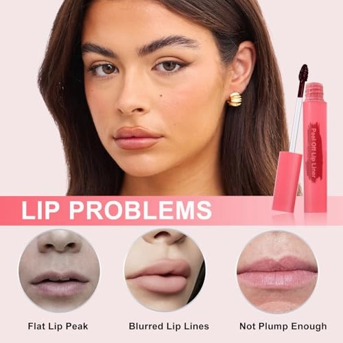 Lip Liner - Lip Stain Peel Off, Long-Lasting Moisturizing Waterproof Lip Stain Transfer-Proof with Matte Finish Stay on All Day (Nude, Pack of 1)