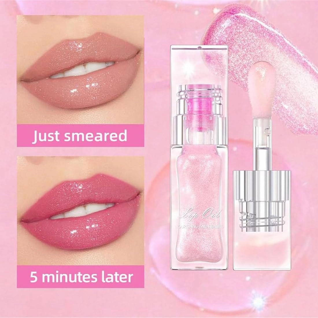 Lip Oil, Conversion Lip Stain, Hydrating, Magic Color Changing, 4PCS