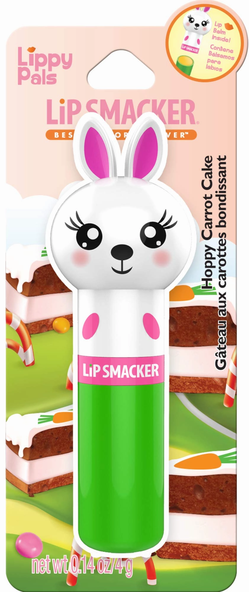 Lip Smacker Lippy Pal Bunny Rabbit Flavored Lip Balm Hoppy Carrot Cake | Clear Matte | For Kids, Men, Women | Stocking Stuffer | Christmas Gift