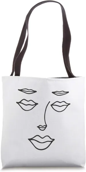 Lips Obsession - Lip Eyes, Lip Nose, Lip Eyebrows Hand Drawn Tote Bag